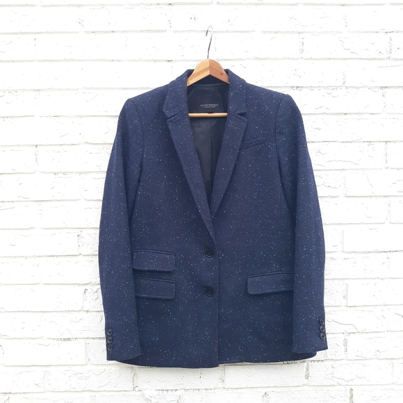 Banana Republic Wool Jacket Blazer Navy Speckled - Picture 3 of 10
